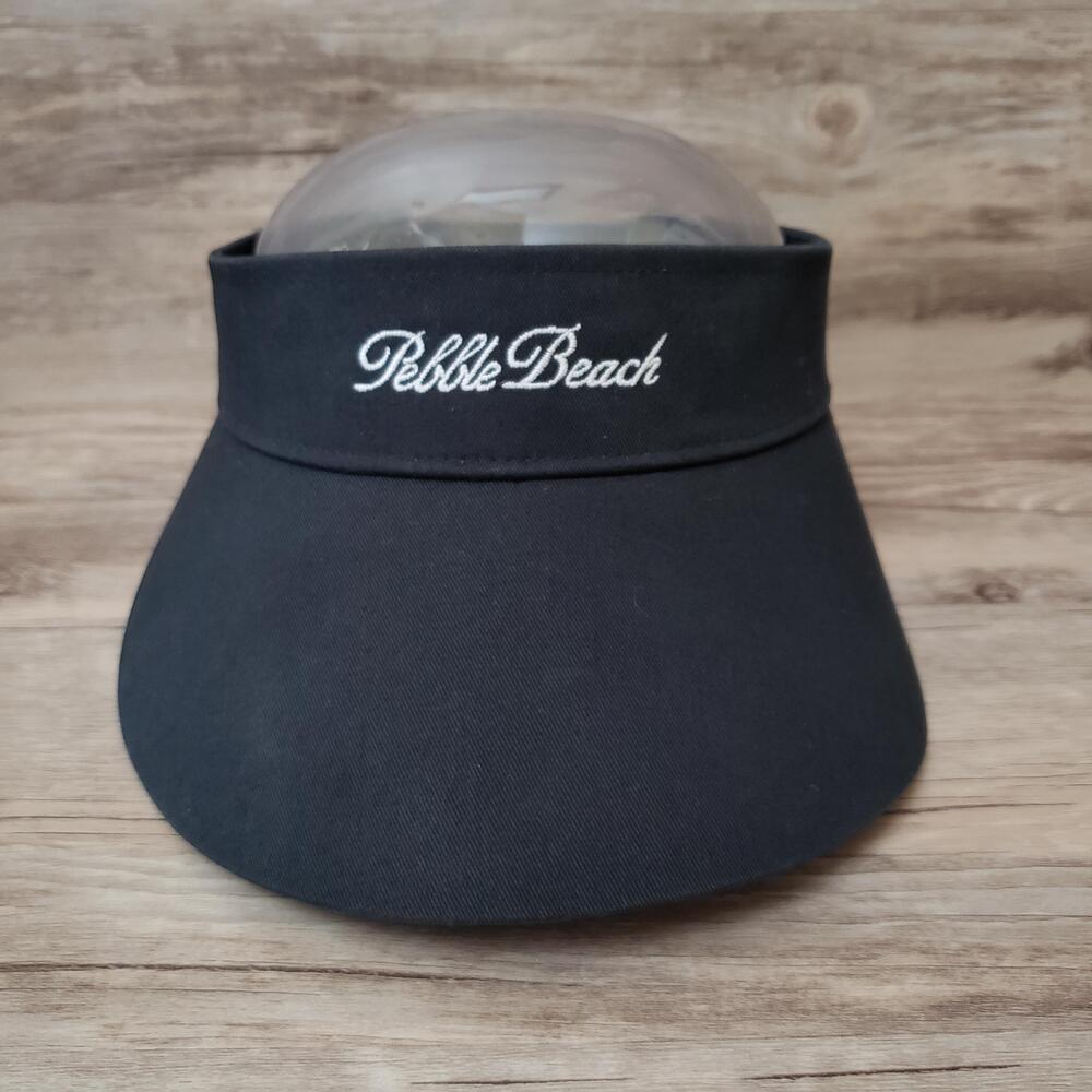 Pebble Beach Hat Visor Strap Back Adjustable Black Kate Lord Golf Twill Womens